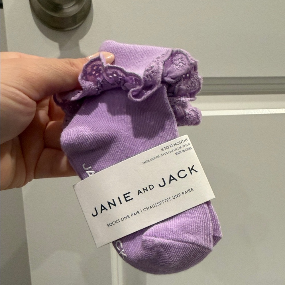 Janie and Jack Ruffled Pink and Lavender Socks 6-12 months NWT - Picture 4 of 5